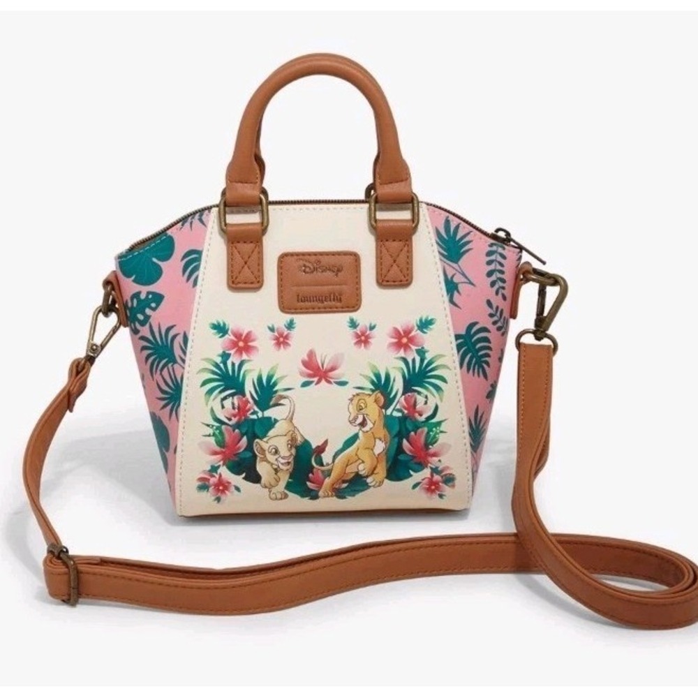 NWT Loungefly Disney The Lion King Simba & Nala InLove Tropical Mini Satchel Bag - Picture 3 of 4